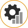 Cog wheel and bar chart
