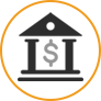 Bank entrance with a money symbol