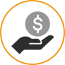 Hand holding money symbol in palm
